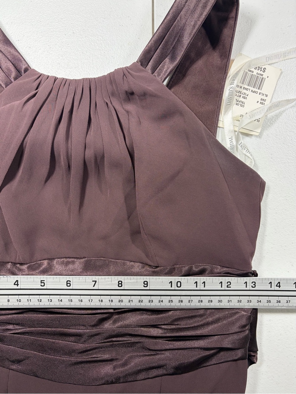 NWT David's Bridal Chiffon & Charmeuse Truffle Long Evening Gown (2) - Picture 11 of 12